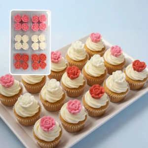 Flowers On Cakes: Button rose pack 24 royal icing flowers