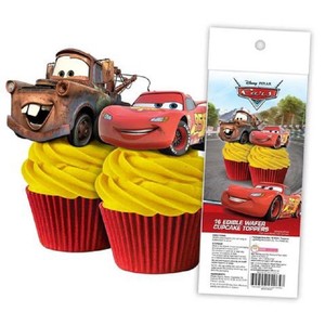 Wafer Paper Characters: Cars Lightning McQueen pack 16 wafer paper cupcake toppers