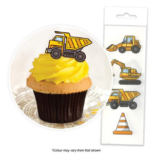 Wafer Paper Characters: Construction vehicle and road cone 16 cupcake wafer paper cupcake toppers
