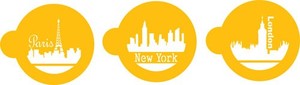Paris London and New York Skylines stencils