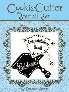 Graduation Cap Cookie Cutter and Stencil Set