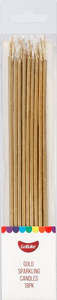 Sparkling GOLD long thin candles 17cm (18PK)