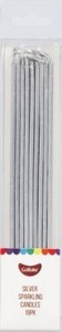 Long Candles: Sparkling SILVER long thin candles 17cm (18PK)