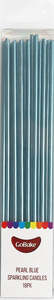 Sparkling Pearl BLUE long thin candles 17cm (18PK)
