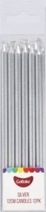 Long Candles: 12cm tall candles Silver (12)