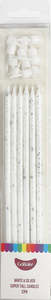 Super Tall White with silver splatter long candles 18cm (12PK)