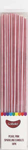 Long Candles: Sparkling Pearl PINK long thin candles 17cm (18PK)