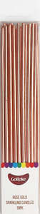 Long Candles: Sparkling ROSE GOLD long thin candles 17cm (18PK)