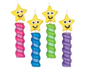 Shorter Candles: Rainbow Chunky Stars candles pack 4