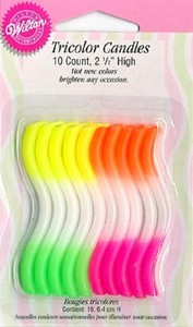 Shorter Candles: Tricolour Hot Neon wavy candles