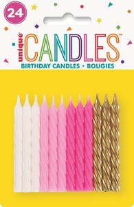 Spiral twist candles Pink and Gold collection pack of 24