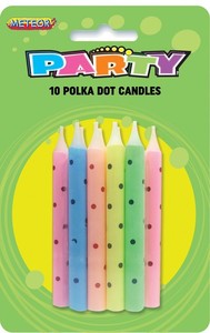 Shorter Candles: Pastel Polka dot candles Large pack of 10