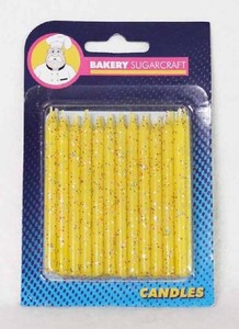 Glitter candles pack of 24 yellow