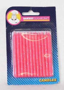 Glitter candles pack of 24 pink