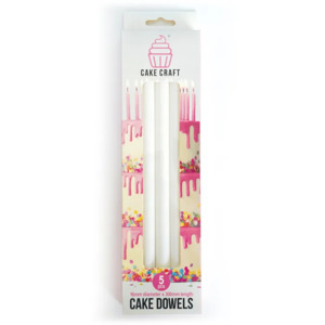 Dowels Pillars Supports: PLASTIC CAKE DOWELS 16mm X 30cm pack of 5