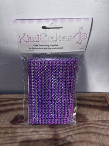 Diamante wrap ribbon cut to width - Fuchsia purply pink 1 metre
