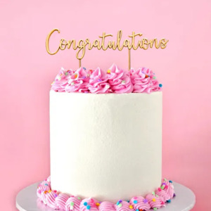 All: Gold METAL CAKE TOPPER CONGRATULATIONS style 1
