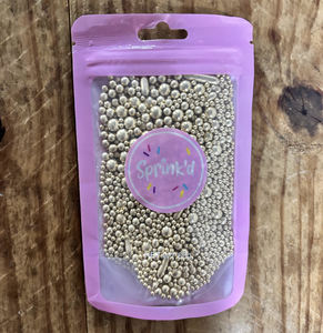 All: Gold balls and rods sprinkles Metallic mix 60g