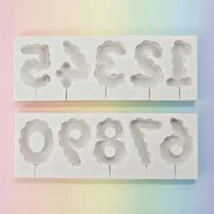 Silicone Alphabet Number Moulds: Balloon Numbers silicone mould (groove for pick during moulding)