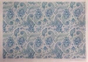 Floral Fruits Edible Printing: Wafer paper sheet Paisley Blue and White