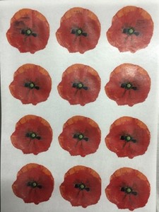 Floral Fruits Edible Printing: Wafer paper sheet 12 Poppy flowers