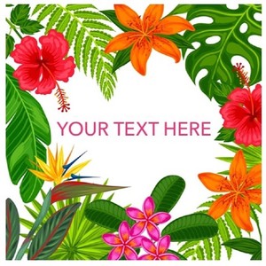 Custom edible icing image Tropical flowers 19cm Square