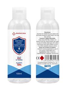 Hand Sanitiser: Disinfect Plus Hand Sanitiser - 75% alcohol based (100mL)