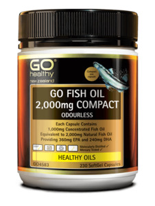 Go Healthy Fish Oil 2000mg Compact Odourless (230 SoftGel Caps)
