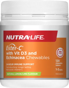Immune Support: NutraLife Ester C 1,000mg + Vit D Chews 120s