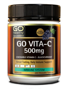 Go Healthy Go Vita-C Blackcurrant 500mg Chewable Tablets