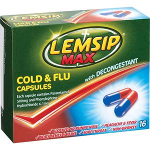 Cold Flu: Lemsip Max Cold & Flu with Decongestant 16 Capsules