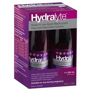 Diarrhoea: Hydralyte RTU Electrolyte Solution Apple Blackcurrant (4s x 250 mL)