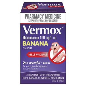 Worms: Vermox Banana Suspension 15 mL