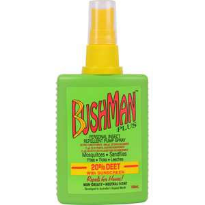 Insect Repellent: Bushman Plus DEET 20%+Sunscreen Pump Spray (100ml)
