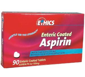 Aspirin: Ethics Aspirin 100mg Enteric Coated Tablets (90 tabs)