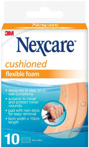 First Aid Kits Devices: Nexcare - Cushioned Flexible Foam 6 x 10cm 10s