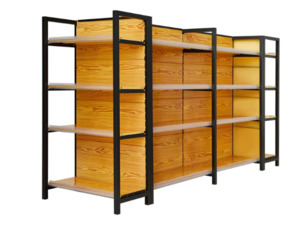 Products: 4 Post Retail Shelving (Wood Grain) - Kiwi Choice