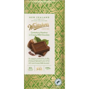 Whittakers Artisan Canterbury Hazelnut Chocolate 100g
