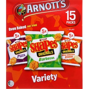 Crackers: Arnotts Shapes Multipack Variety 375g