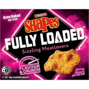 Arnotts Shapes Fully Loaded Crackers Sizzling Meatlovers 130g