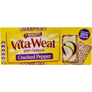 Crackers: Arnotts Vita Weat Crispbread Cracked Pepper 250g
