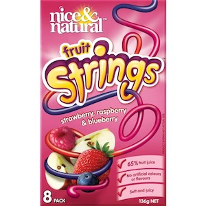 Muesli Bars: Nice & Natural Fruit Strings Strawberry 136g