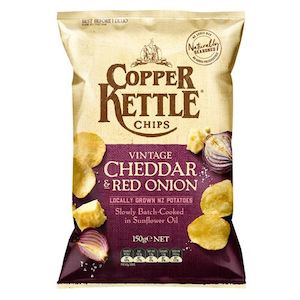 Chips N Dip: Copper Kettle Potato Chips Vintage Cheddar And Red Onion 150g