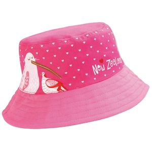 Kiwi Kids: Childs Bucket Hat Kiwi and Flowers Pink 2-5yrs