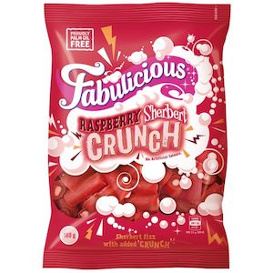 Licorice: RJs Fabulicious  Raspberry Sherbert Crunch 180g