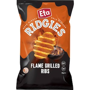 Snack Foods: Eta Ridges Chips Flame Grilled Ribs 140g