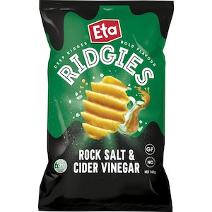 Snack Foods: Eta Ridges Chips Rock Salt & Vinegar 140g