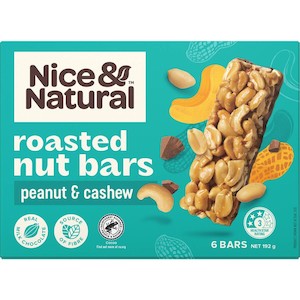 Nice & Natural Peanut & Cashew Roasted Nut Bar 192g
