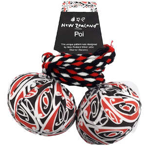 NZ Poi Maori Patterned Red Fabric