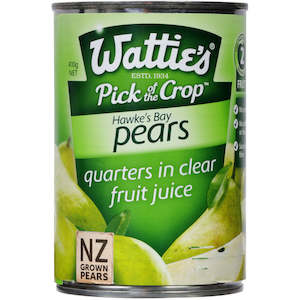 Wattie's Pears Quarters In Clear Juice 410g